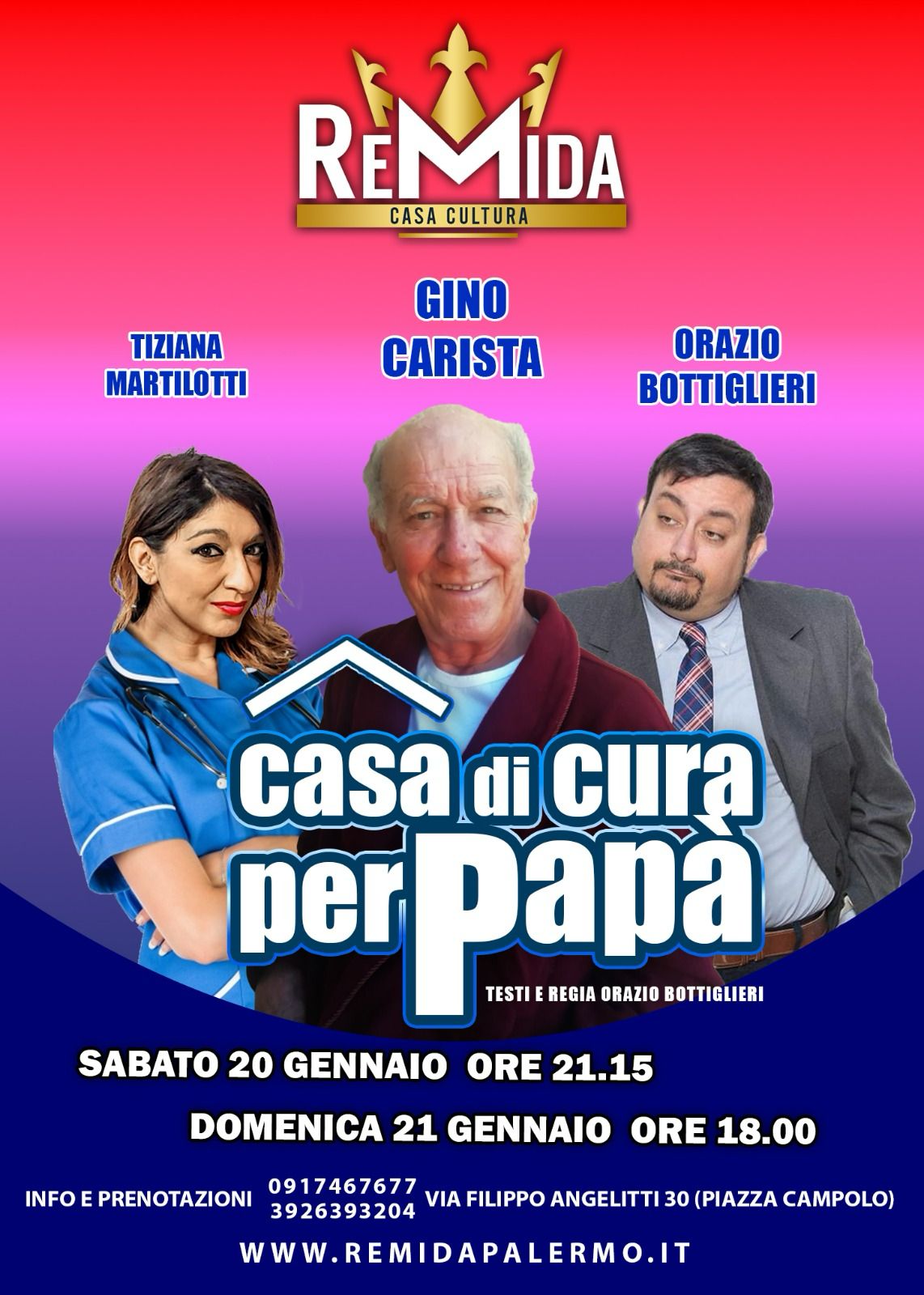 Teatro, al remida casa cultura di palermo va in scena gino carista in ''casa di cura per papï¿½''