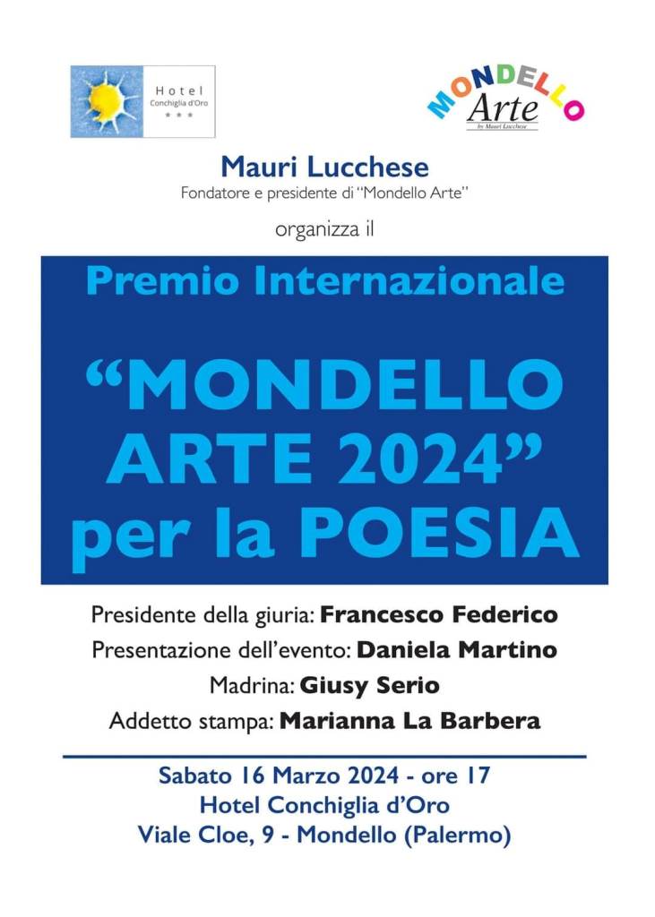 A palermo il premio internazionale ''mondello arte 2024'' per la poesia ideato e promosso da mauri lucchese