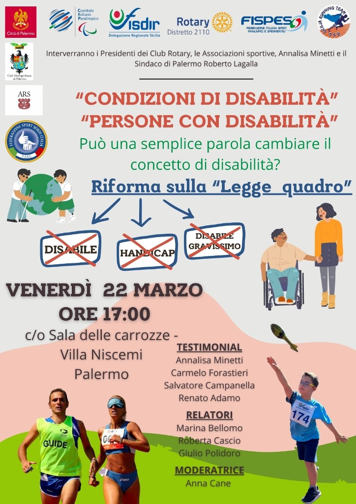 ''condizioni di disabilitï¿½ - persone con disabilitï¿½'', a palermo il convegno a villa niscemi il 22 marzo