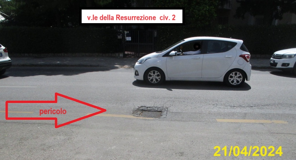 Viale della resurrezione, tombino fortemente sottoquotato *segnalazione*