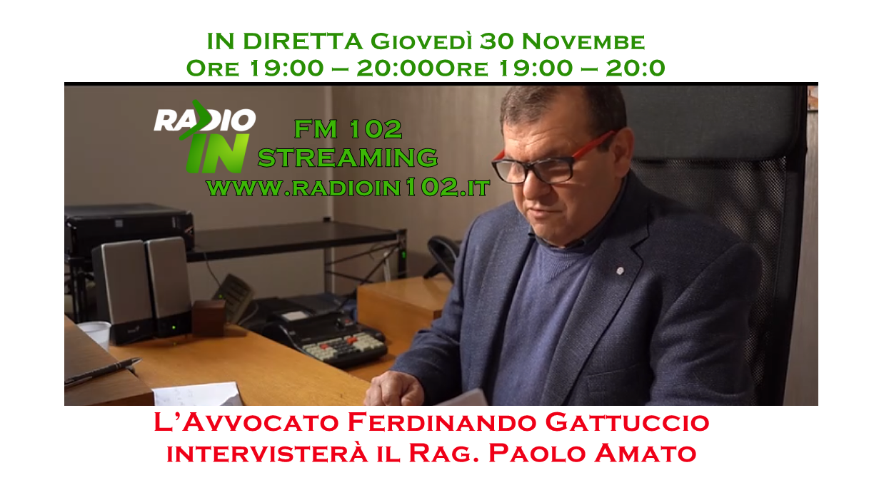 Paolo Amato  «AMATO E ODIATO»  In diretta Giovedì 30 Novembre su Radio IN